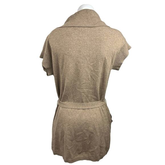 Loiz Brown Cashmere Wool Knit Double Breasted Tie Belted Blazer Coat Jacket Sz M - Picture 2 of 3